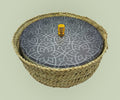 Dark Grey  Flower Pattern  Gold Knob